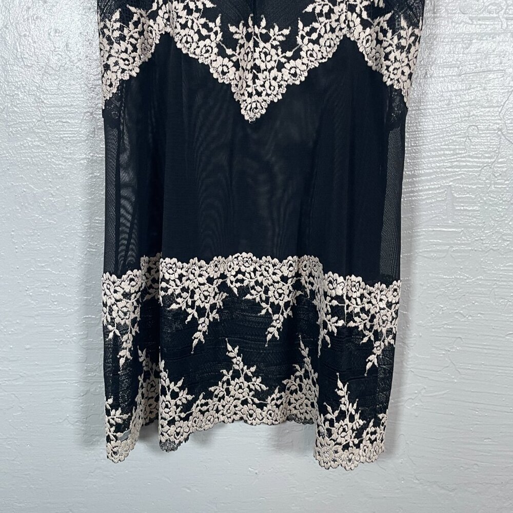 Wacoal Women XL Black Embrace Lace Sheer Chemise Slip Coquette Feminine Regency - Picture 2 of 10